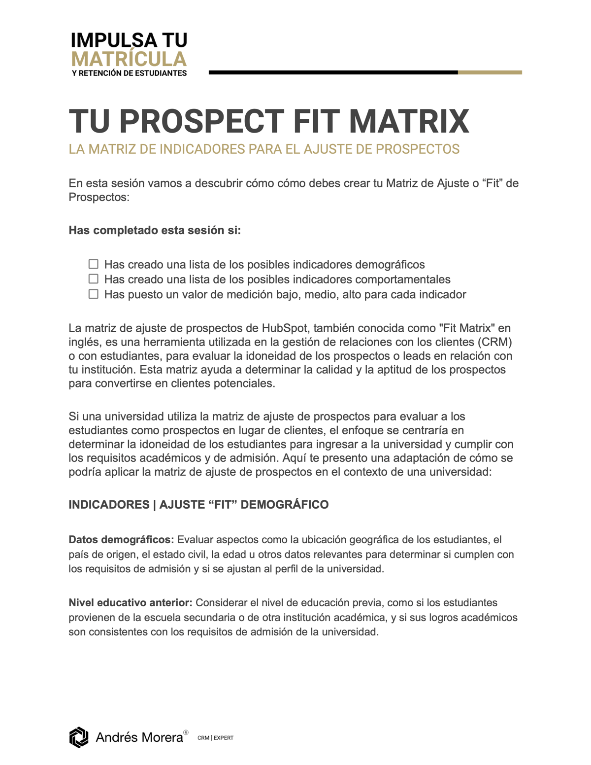 ITMR _ TU PROSPECT FIT MATRIX
